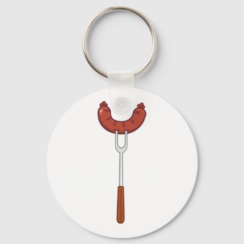 Sausage On A Fork Keychain
