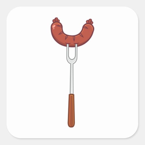 Sausage On A Fork Square Sticker