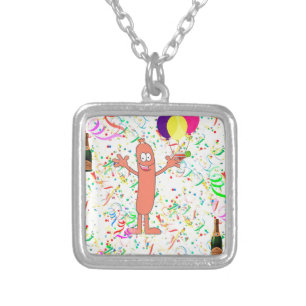 sausage party silver plated necklace