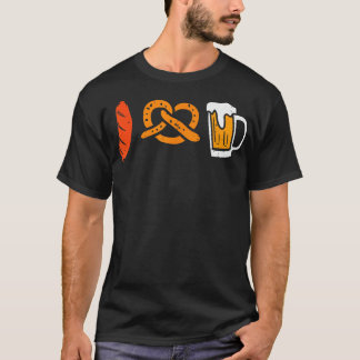 Sausage Pretzel I Love Oktoberfest German Bavarian T-Shirt