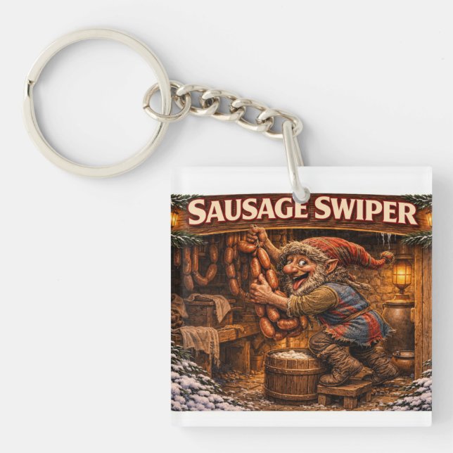 Sausage Swiper Yule Lad  Keychain (Front)