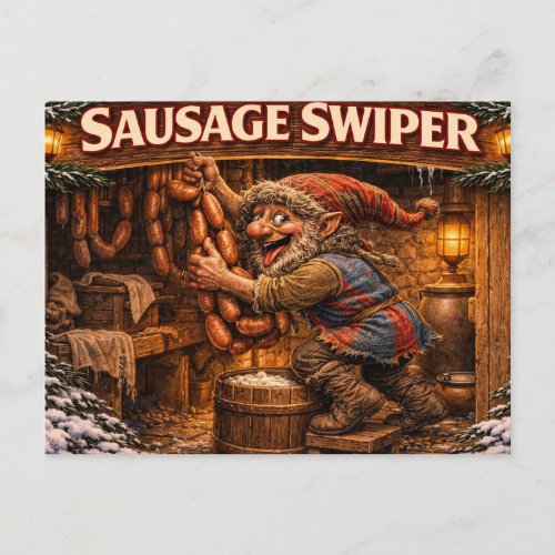 Sausage Swiper Yule Lad postcard
