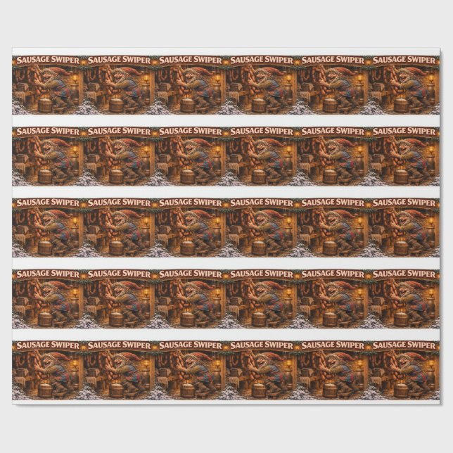 Sausage Swiper Yule Lad  Wrapping Paper (Flat)