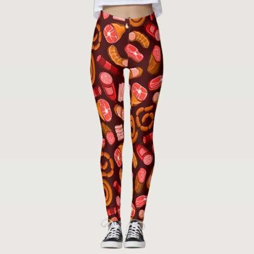 Sausages and meat pattern  Leggings