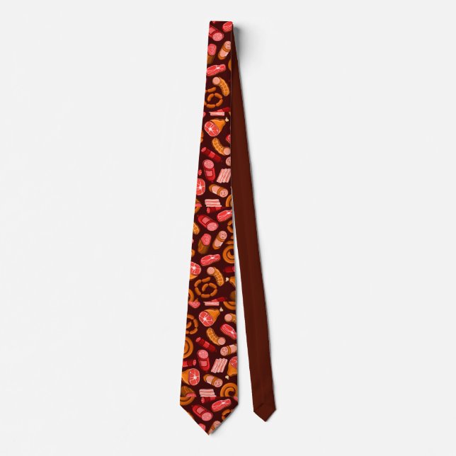 Sausages and meat pattern  neck tie (Front)