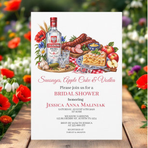 Sausages Apple cake Vodka Polish Bridal Shower Invitation