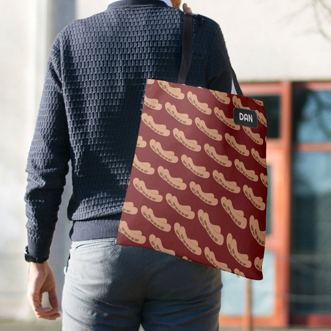Sausages Theme - Two Bangers and name or initials Tote Bag (Creator Uploaded)