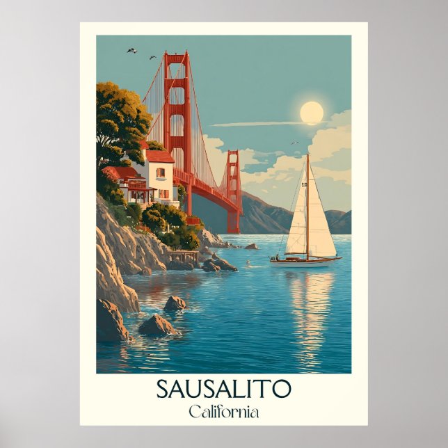 Sausalito California Art Print | Charming Bay (Front)