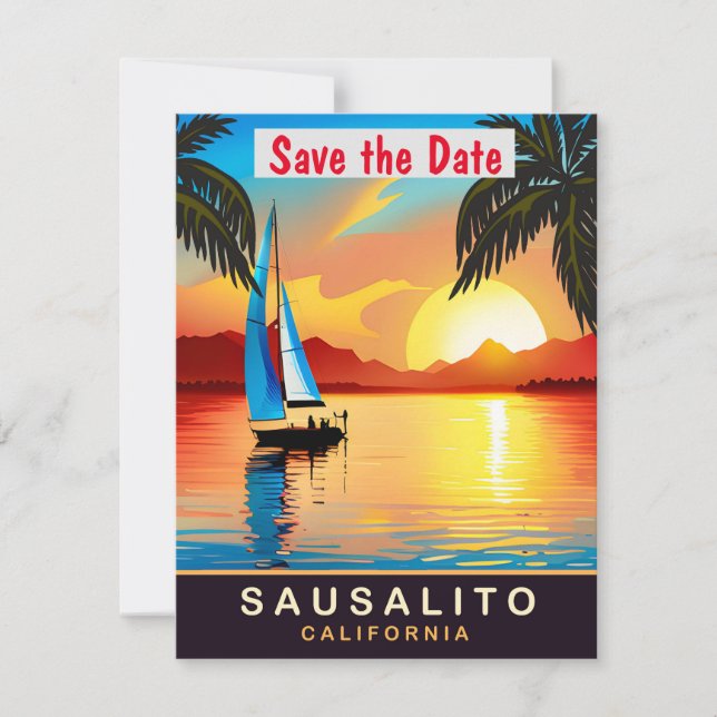 Sausalito, California, Travel Postcard,  Save The Date (Front)