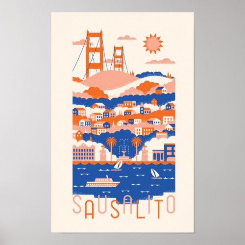 Sausalito California Travel Poster