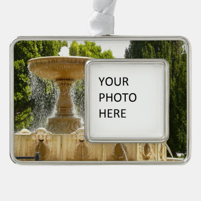 Sausalito Fountain California Travel Photography Silver Plated Framed Ornament (Front)
