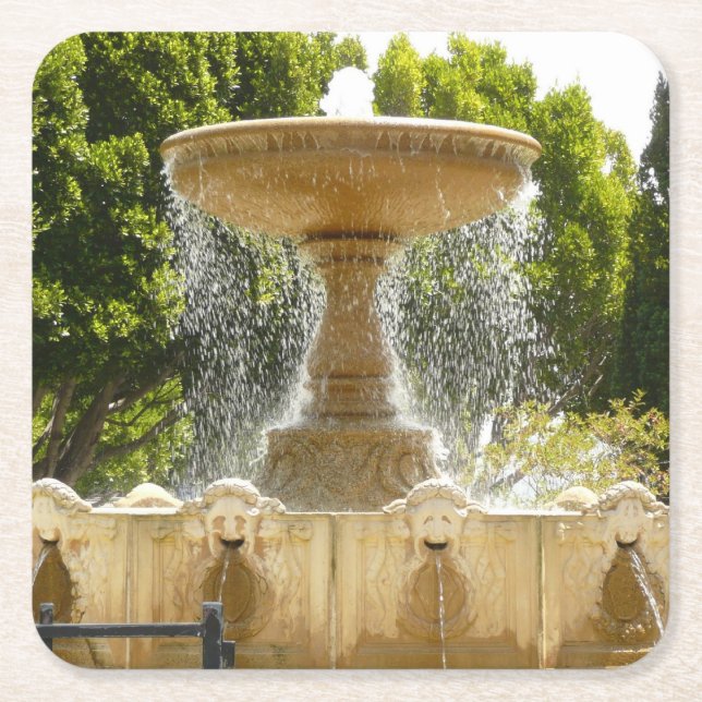 Sausalito Fountain California Travel Photography Square Paper Coaster (Front)