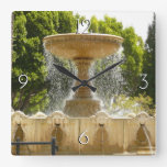 Sausalito Fountain California Travel Photography Square Wall Clock