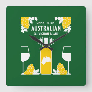 Sauvignon Blanc Wine Drinker Square Wall Clock