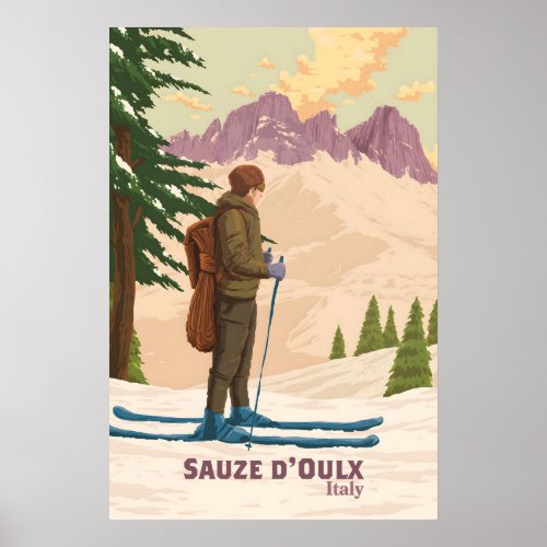 Sauze dOulx Ski Resort Travel Poster