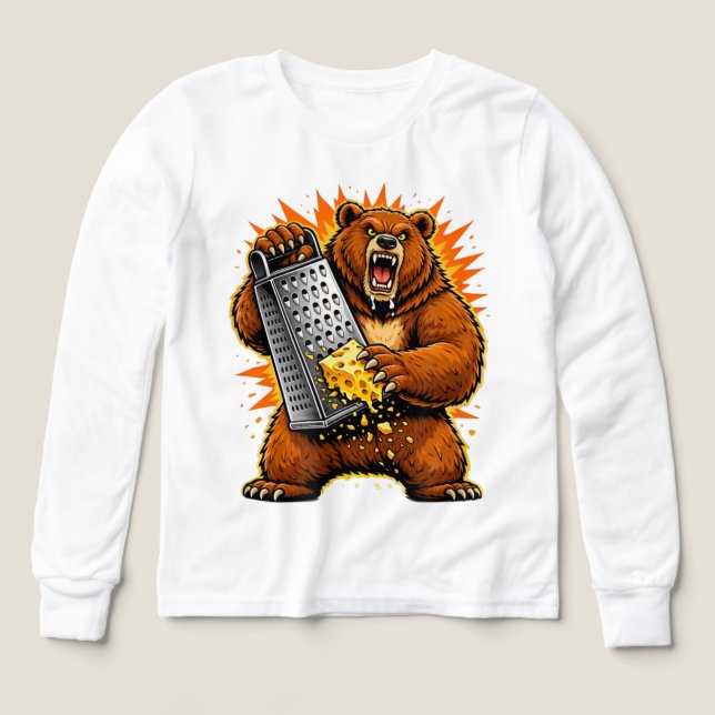 Savage Bear Grating Cheese | Funny Aggressive Anim Tri-Blend Shirts (Design Front)