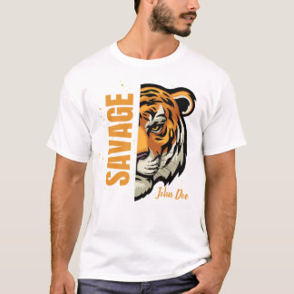 Savage Bengal Tiger Wild Typography Alpha Male T-Shirt