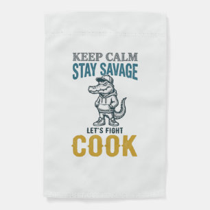 Savage Cook Alligator Vintage Engraving Graphic_1 Garden Flag