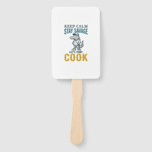 Savage Cook Alligator Vintage Engraving Graphic_1 Hand Fan