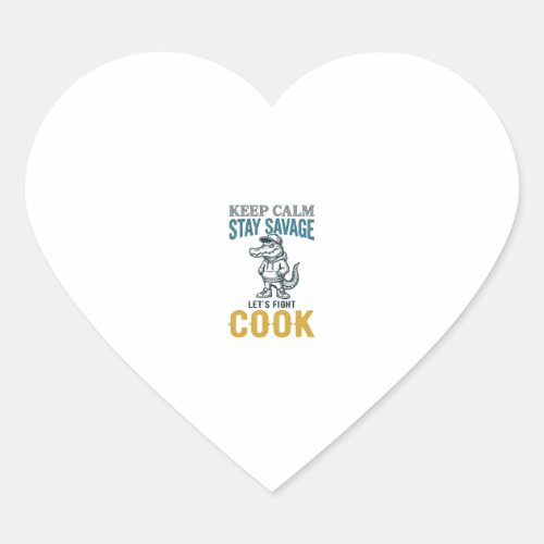 Savage Cook Alligator Vintage Engraving Graphic_1 Heart Sticker