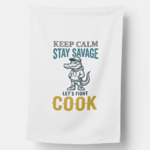 Savage Cook Alligator Vintage Engraving Graphic_1 House Flag