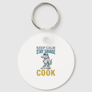 Savage Cook Alligator Vintage Engraving Graphic_1 Keychain