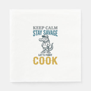 Savage Cook Alligator Vintage Engraving Graphic_1 Napkins