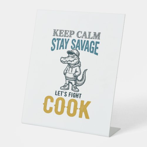 Savage Cook Alligator Vintage Engraving Graphic_1 Pedestal Sign