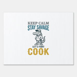 Savage Cook Alligator Vintage Engraving Graphic_1 Sign