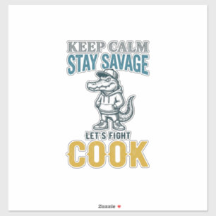 Savage Cook Alligator Vintage Engraving Graphic_1 Sticker