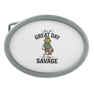 Savage Dog Vintage Engraving T-Shirt Design_1 Belt Buckle