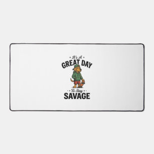 Savage Dog Vintage Engraving T-Shirt Design_1 Desk Mat