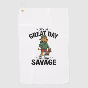 Savage Dog Vintage Engraving T-Shirt Design_1 Golf Towel