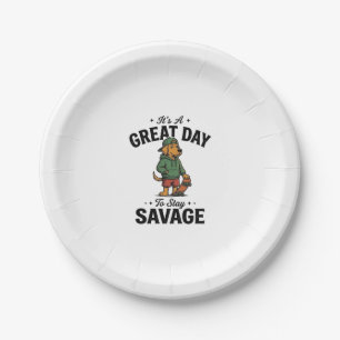 Savage Dog Vintage Engraving T-Shirt Design_1 Paper Plates