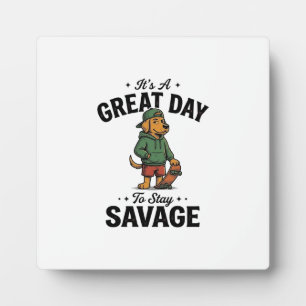 Savage Dog Vintage Engraving T-Shirt Design_1 Plaque