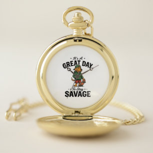 Savage Dog Vintage Engraving T-Shirt Design_1 Pocket Watch