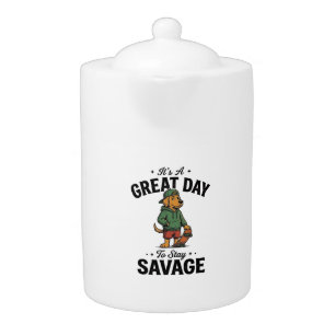 Savage Dog Vintage Engraving T-Shirt Design_1 Teapot