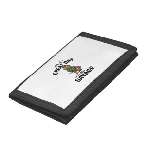 Savage Dog Vintage Engraving T-Shirt Design_1 Trifold Wallet
