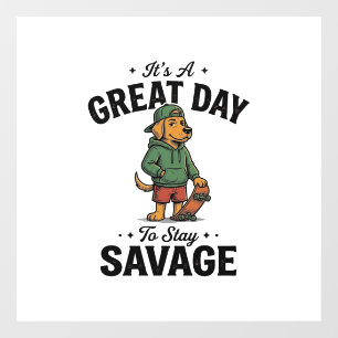 Savage Dog Vintage Engraving T-Shirt Design_1 Window Cling