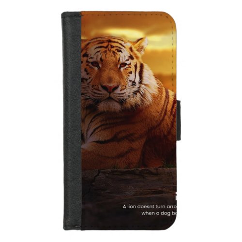 Savage Elegance  Roaring Quotes in Orange  Black  iPhone 87 Wallet Case