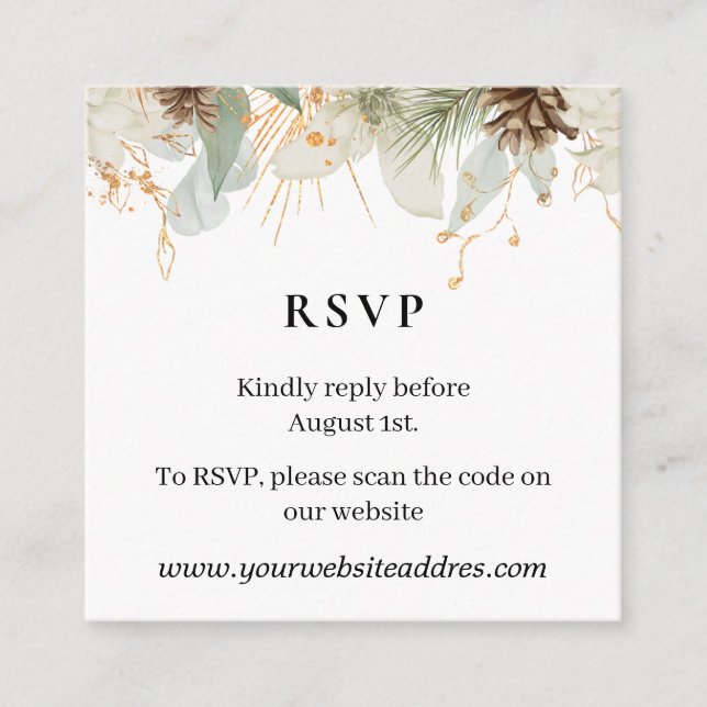 Savage green winter botanical watercolor  enclosure card (Front)