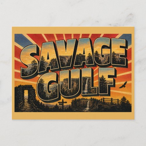 Savage Gulf TN Stone Door Waterfall Forest Art Postcard