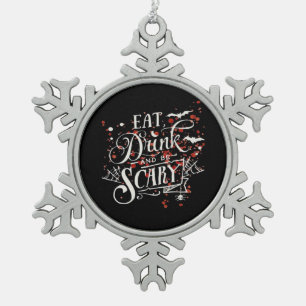 Savage Halloween Spooky Aesthetic Graphic Style Snowflake Pewter Christmas Ornament