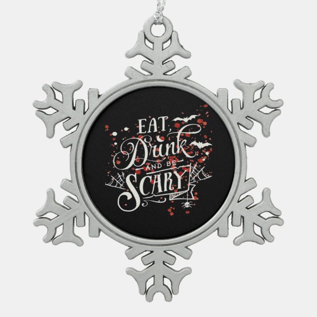 Savage Halloween Spooky Aesthetic Graphic Style Snowflake Pewter Christmas Ornament (Front)
