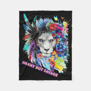 Savage Lion Sticker Fleece Blanket