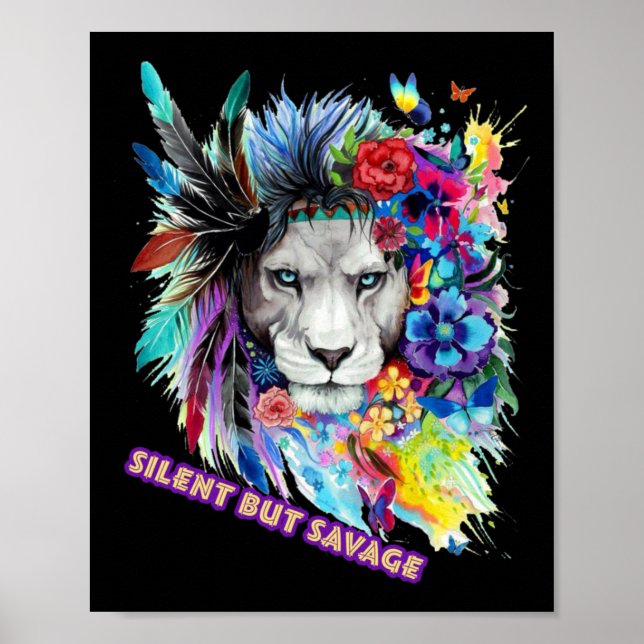 Savage Lion Sticker  Poster (Front)