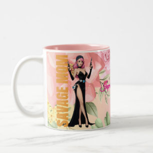 Savage Mom Mug – Badass Glam Mom Gift with Floral 