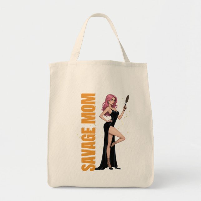 Savage Mom Tote Bag | Cool Mom Gift for Bold Women (Front)