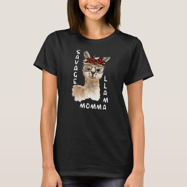 Savage Momma Llama Women Momma Llama Headband Mom T-Shirt (Front)