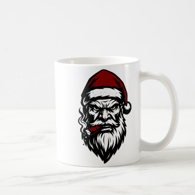 Savage Santa Claus Smoking Cigar Christmas  Coffee Mug (Right)